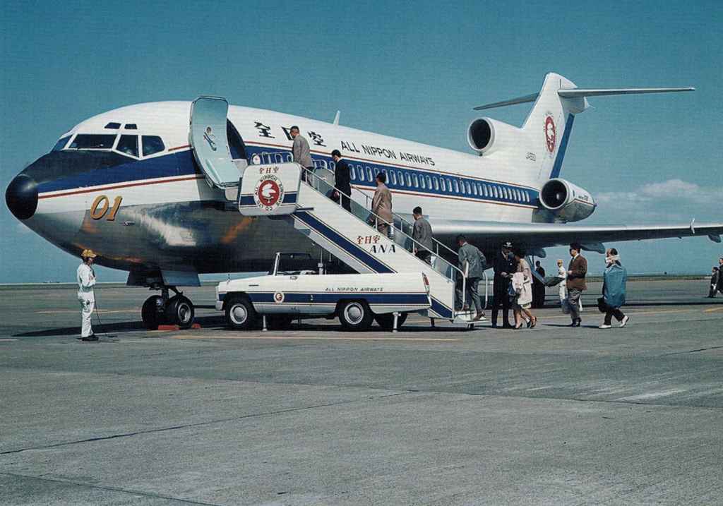All Nippon Airways Boeing 727-100 JA8301 1964 apron view with passengers