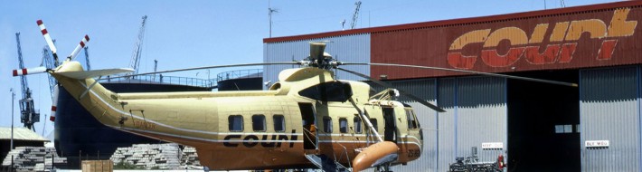 Court Line Sikorsky S-61 1978 helicopter flight to tanker off Cape Town, by Ron Kosys Court Line Sikorsky S-61 ZS-HGU at the Cape Town dock