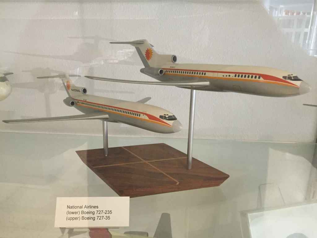 National Airlines Boeing 727-35 and 727-235 both in 1/100 scale. Probably made by Pacific Miniatures, circa mid 1970s.