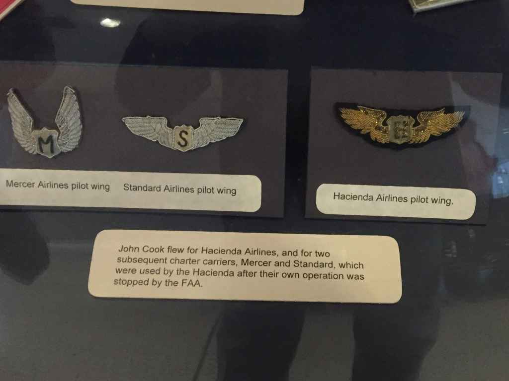 The Hacienda Hotel and Casino had its own airline called Hacienda Airlines to fly passengers to Las Vegas for gambling junkets. Here are some pilots wings from Hacienda Airlines.