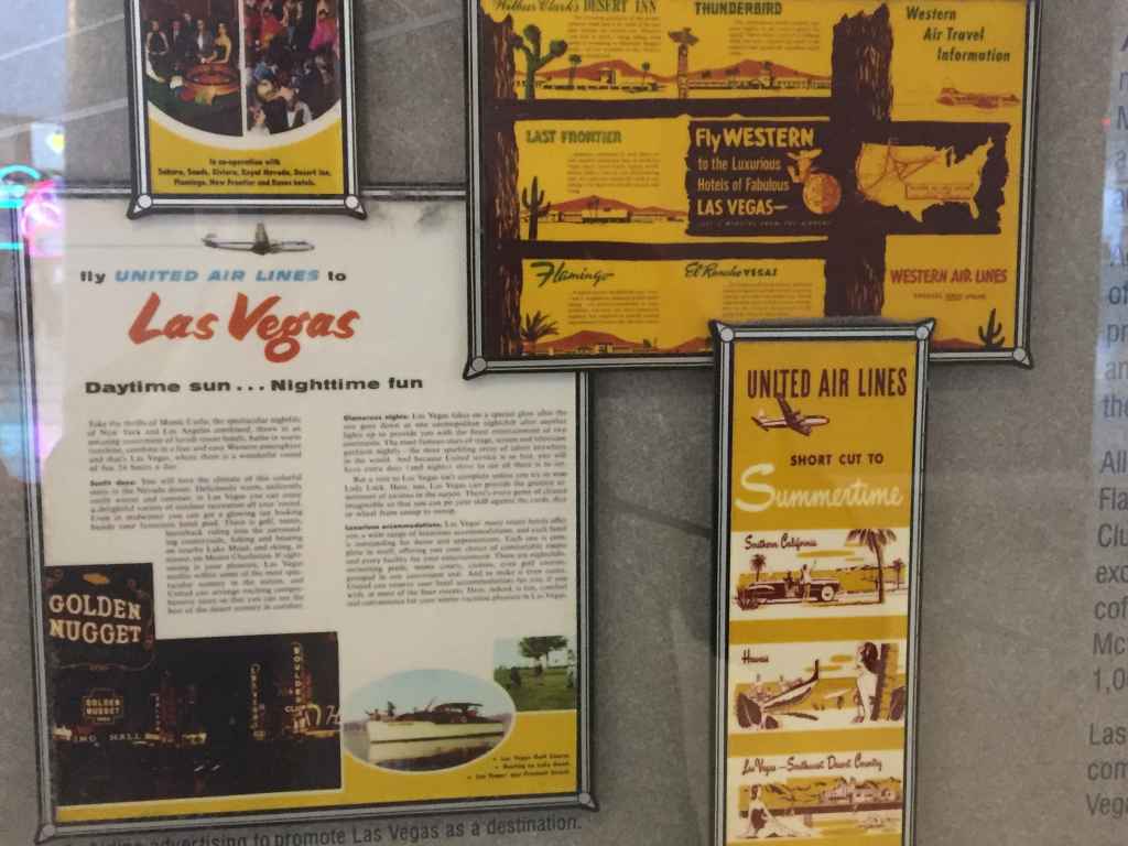 Las Vegas promotional brochures issued by United Airlines in the 1950s.