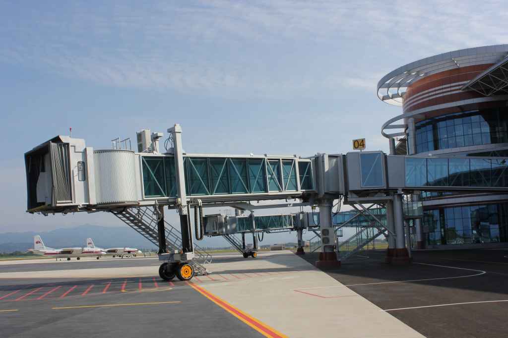 The brand new Wonsan Airport DPRK North Korea has two jetways, Sep 24, 2015