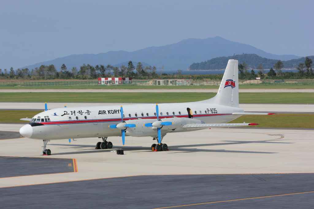 Air Koryo IL-18 at the new Wonsan Airport DPRK North Korea Sep 24, 2015