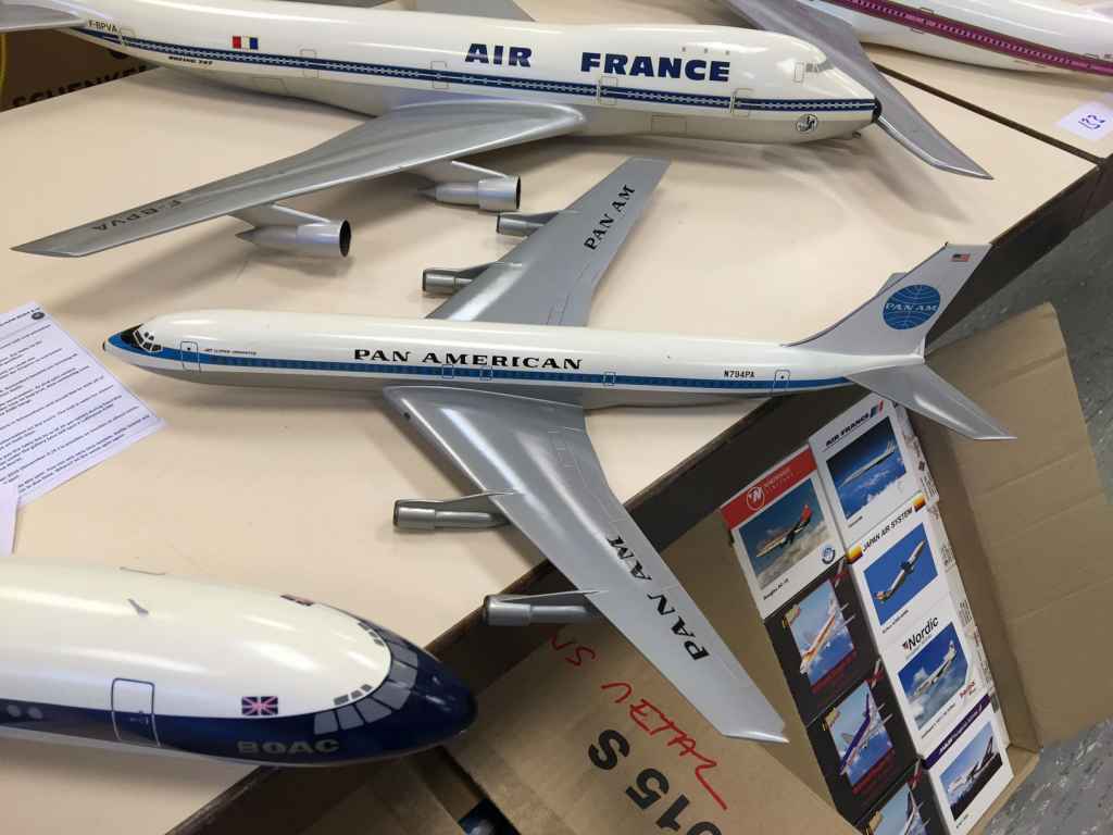 Pan Am 1/100 scale Boeing 707 in wood, a vintage 1960s Nemoto model, made in Japan. Now in the Henry Tenby collection.