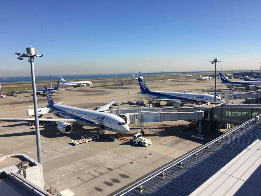 ANA All Nippon fleet spotting at the obsdeck at Tokyo Haneda ANA Terminal 2