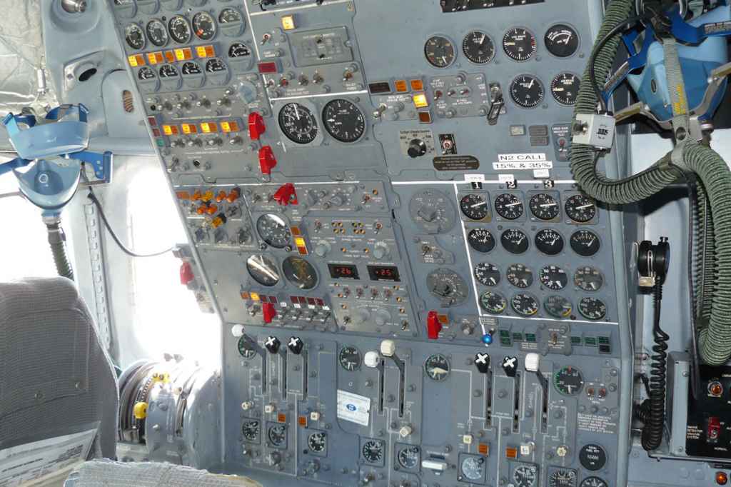 Flight engineer's office on the ATI DC-8-62.