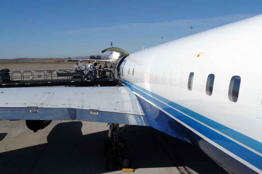 Pallet loaders are used for the quick loading of the ATI DC-8 at Travis.