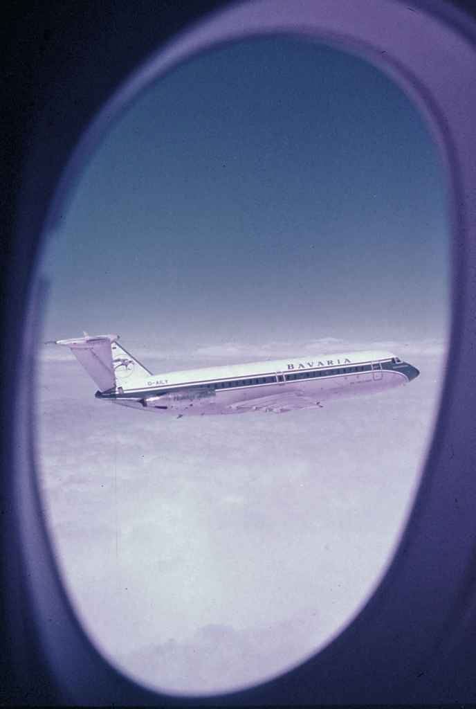 Bavaria BAC One Eleven Fun Jet D-AILY inflight circa early 1970s