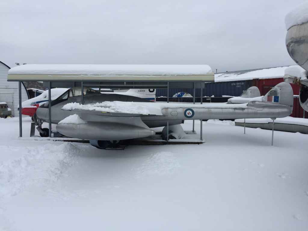 A restored RCAF De Havilland Vampire at the Canadian Museum of Flight in Langley, BC.