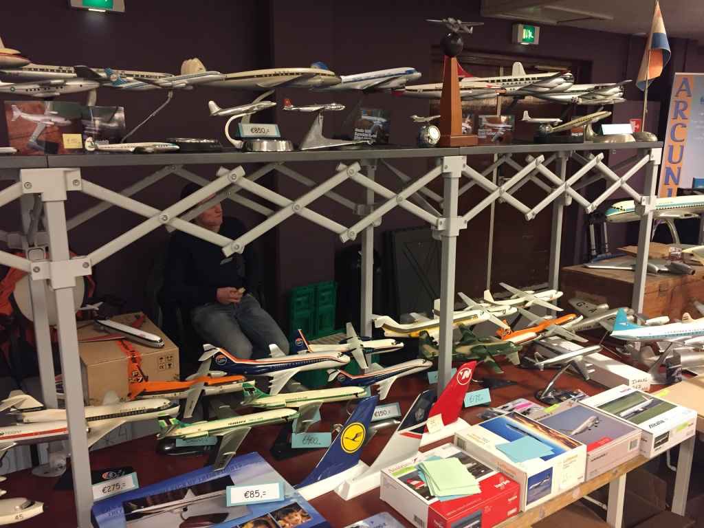 1950s on top, 1960s and 1970s down below. A nice selection of many Verkuyl models highlight this photo of models offered for sale a the 2019 Amsterdam Aviation Fair.