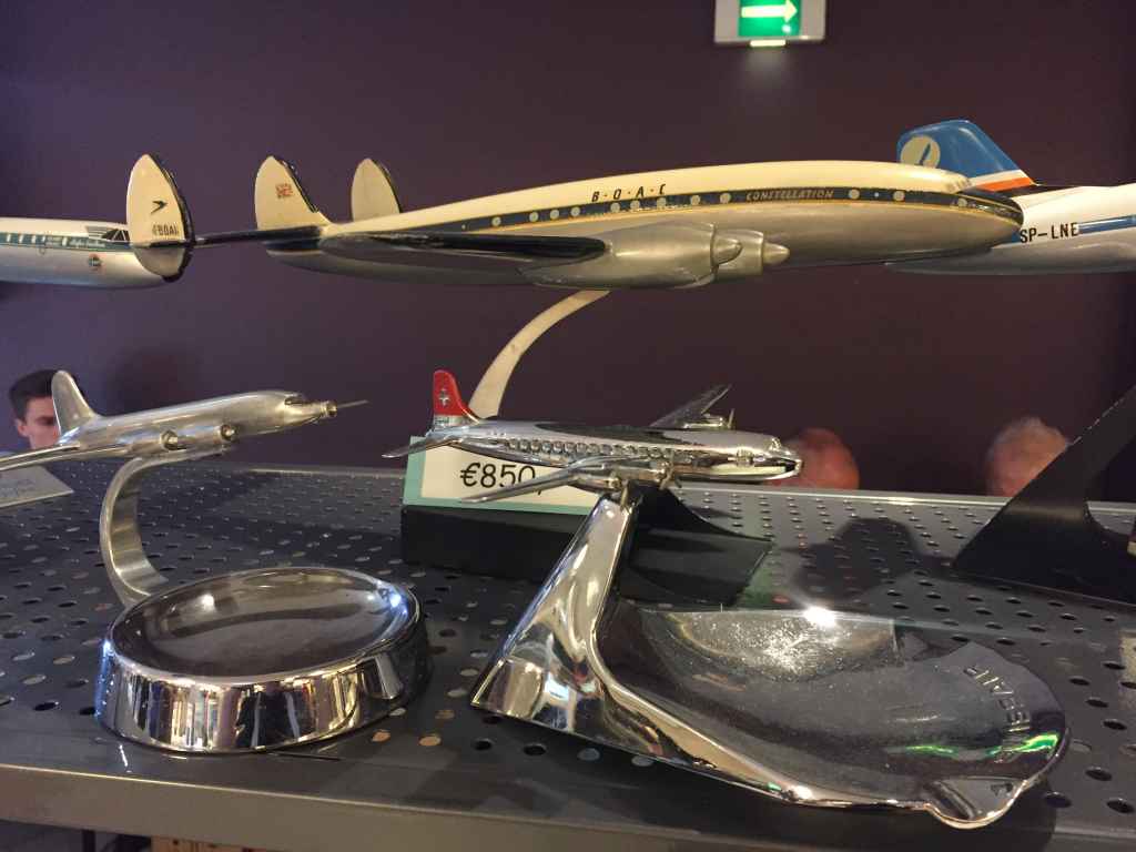 This is an original 1950s era Lockheed L749 Connie in period BOAC livery. I believe this model is in 1/100 scale and it appears to be mounted on its original period stand. Not sure of the maker, the price is 850 Euros.