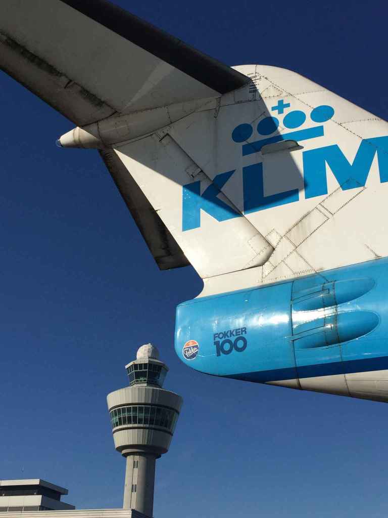 A trademark Amsterdam Schiphol view. The KLM Fokker 100 that sits atop the observation deck is framed with the Schiphol control tower. You can take a photo just like this yourself, all you have to do is visit the Schiphol observation terrace next time you are lucky enough to be in Amsterdam.