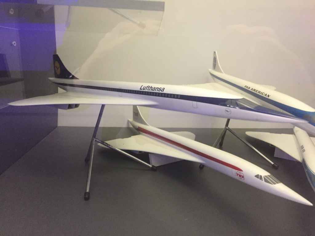 Lufthansa Anglo French Concorde proposal model 1/72 by Westway Models, circa late 1960s, on display on board the Concorde at the Brookands Museum in Weybridge, Surrey, UK.