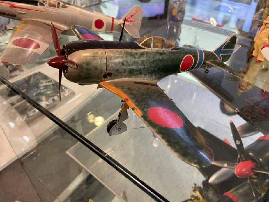 Japanese World War II zero type fighter in 1/48 scale made by Nemoto circa 1960s at the Wing Club store in Tokyo