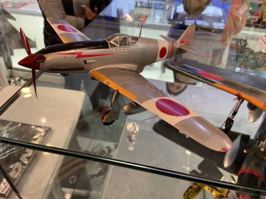 Japanese World War II zero type fighter in 1/48 scale made by Nemoto circa 1960s at the Wing Club store in Tokyo