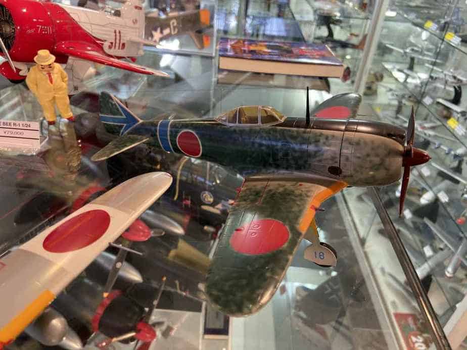 Japanese World War II zero type fighter in 1/48 scale made by Nemoto circa 1960s at the Wing Club store in Tokyo