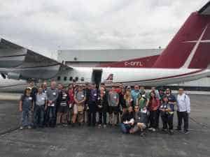 All the charter participants posed for a group photo with our Air Tindi Dash-7 before our early morning departure from YVR to the Abbotsford airshow.