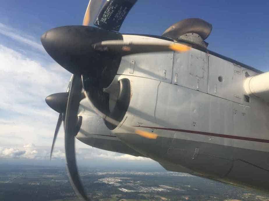 Nice engine view from row 2 on climb out from Abbotsford airport.