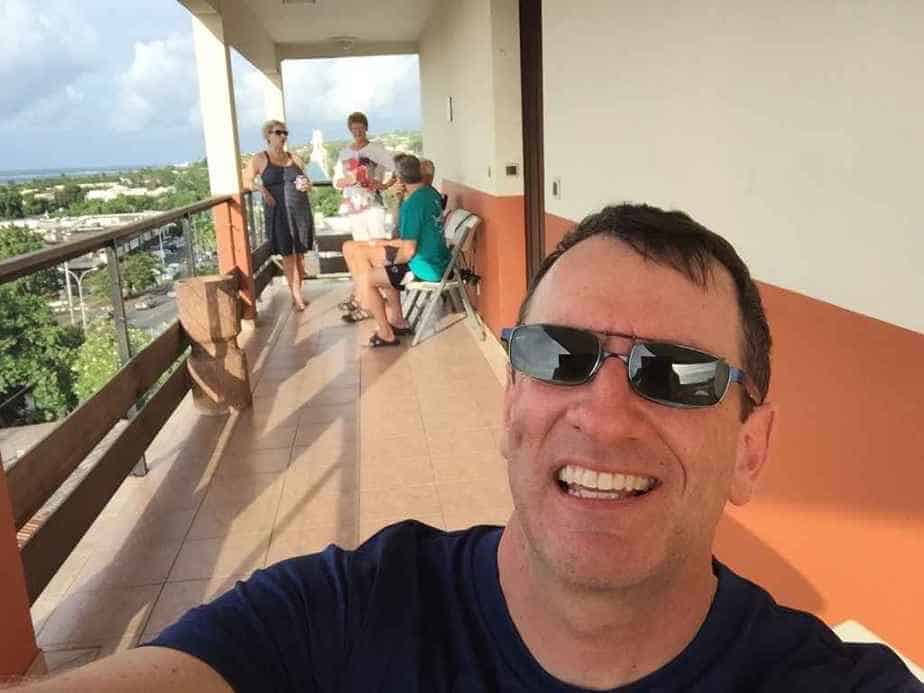 Henry Tenby on the airport viewing balcony for hotel guests at the Tahiti Airport Hotel.