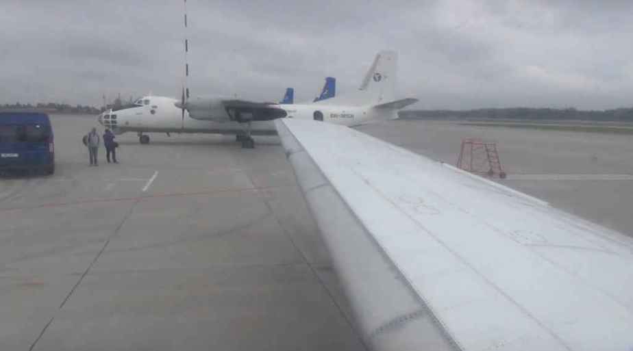 Passenger wing view of Motorsich Yak-40 at Minsk