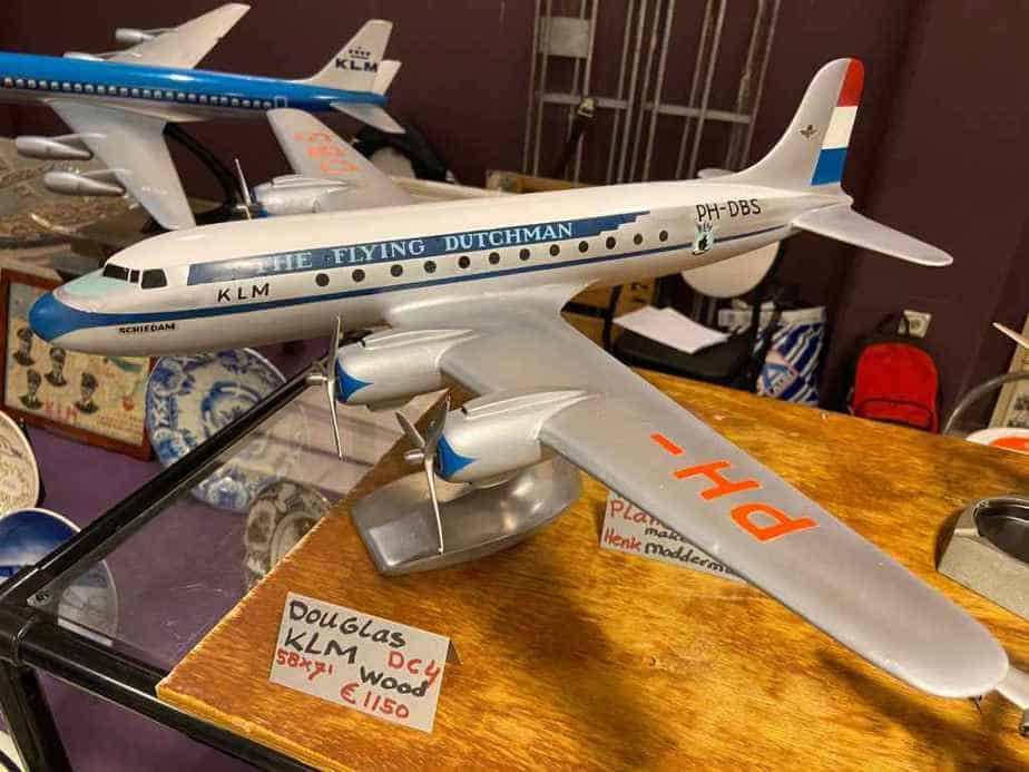 KLM DC-4 in wood, possibly made by the KLM model shop in the 1950s