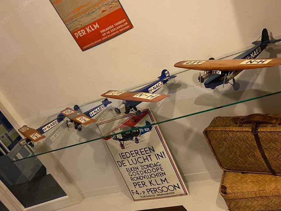 Miscellaneous 1920s ear wooden KLM display models at the Aviodrome Aviation Museum.