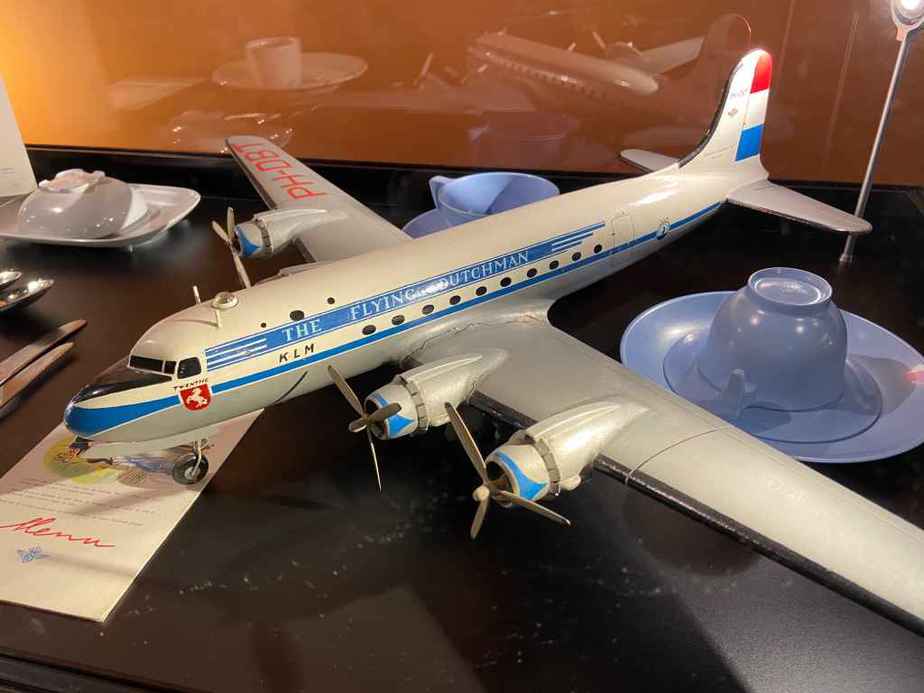 1950s era 1/50 wooden KLM DC-4 display model at the Aviodrome Aviation Museum.