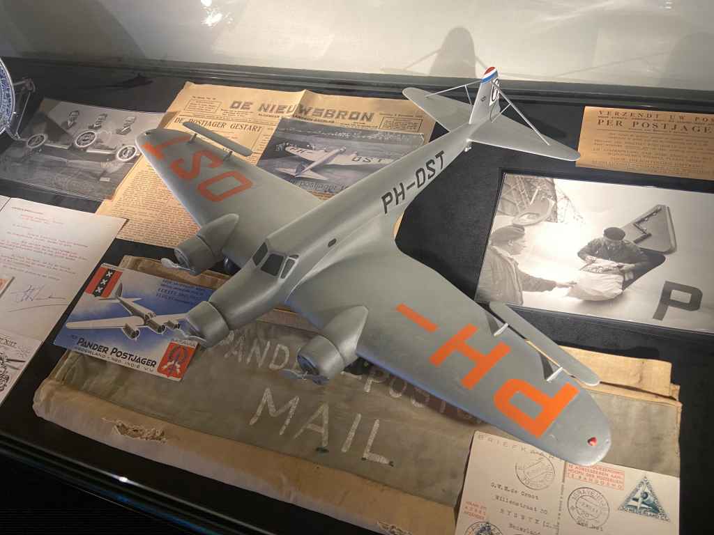 Vintage 1920s ear wooden KLM display model at the Aviodrome Aviation Museum. Type not indicated by the museum.