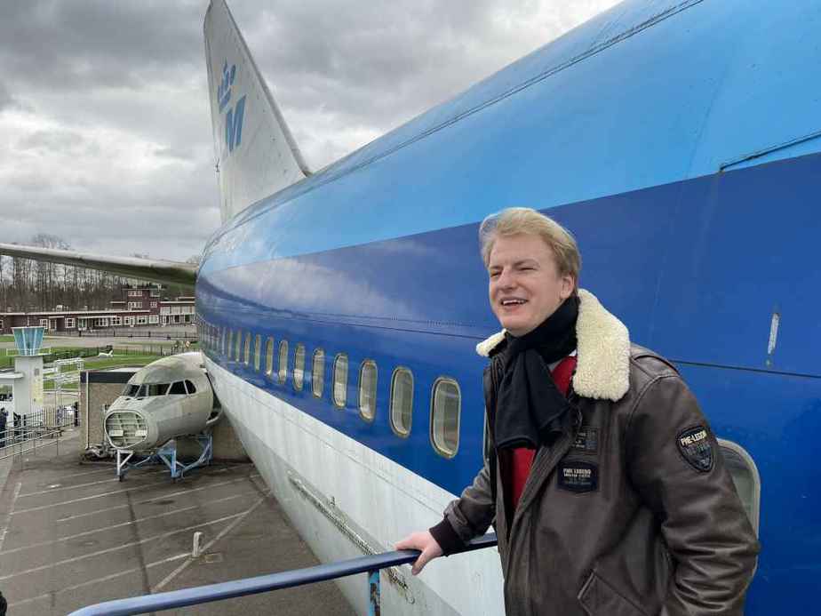 Niels Dam with KLM Boeing 747-300 PH-BUK at Aviodrome, Netherlands.