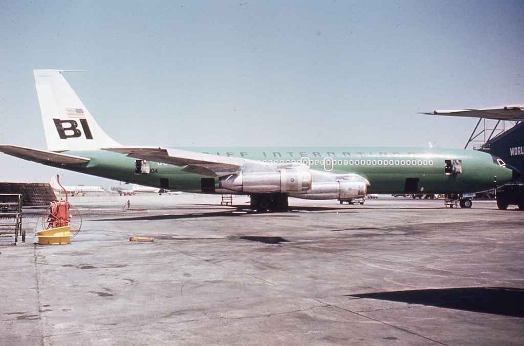 Braniff International 707-327C N1704 at Oakland circa 1971 whilst operating troop charters during the Vietnam war.