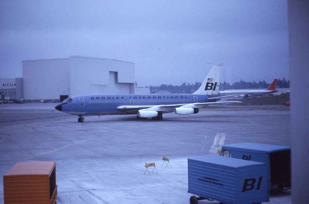 Braniff International Boeing 720 N7080 at SEA-TAC May 1971.