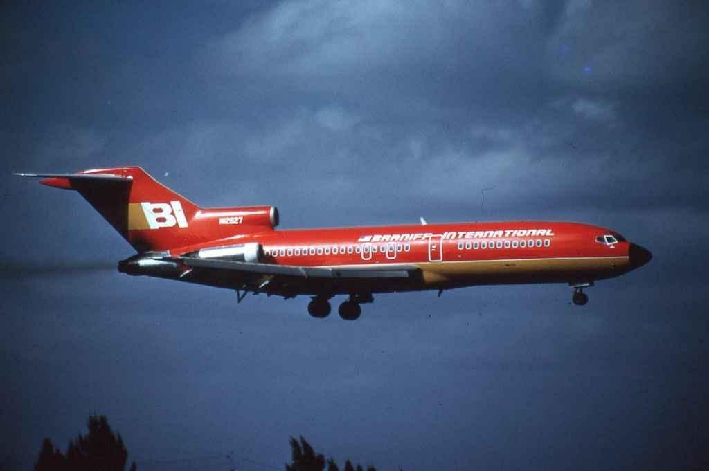 Braniff International 727-100 N12827 mid 1970s.
