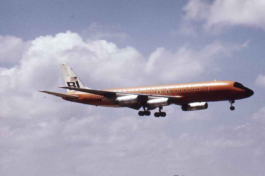 Braniff International DC-8-62 N1808E Miami early 1970s.