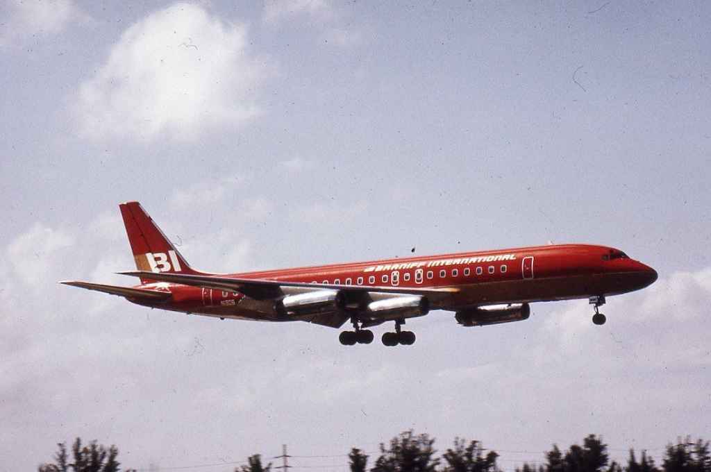 Braniff International DC-8-62 N1806 at Miami circa mid 1970s.