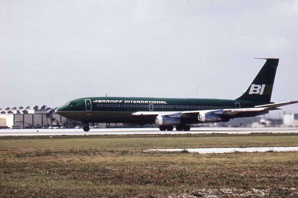 Braniff International Boeing 720 N7078 at Miami circa 1972.