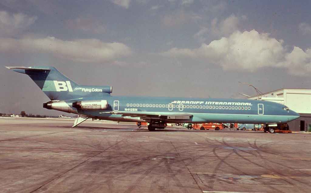 Braniff International Boeing 727-200 N412BN at Miami mid 1970s.