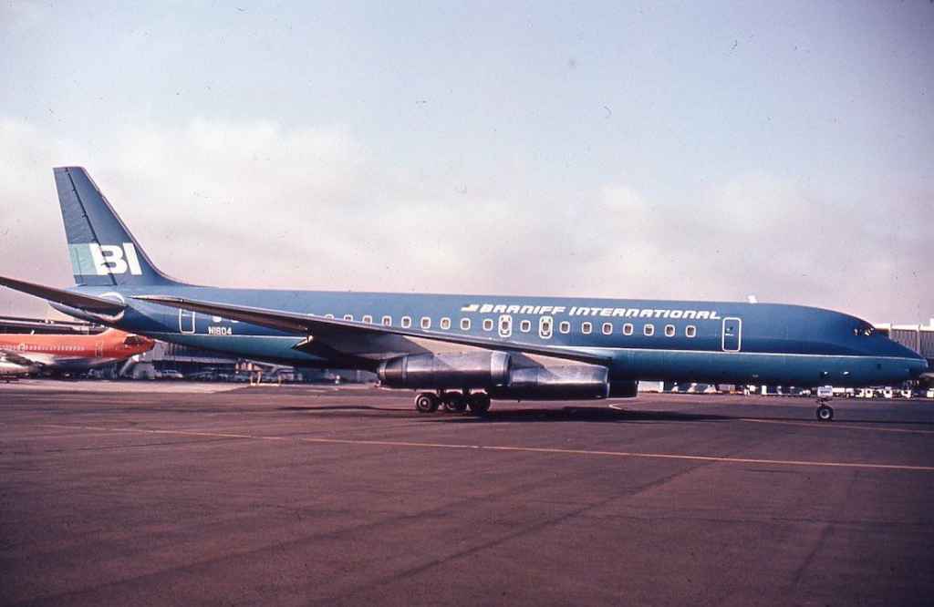 Braniff International DC-8-62 N1804 SFO 1972.
