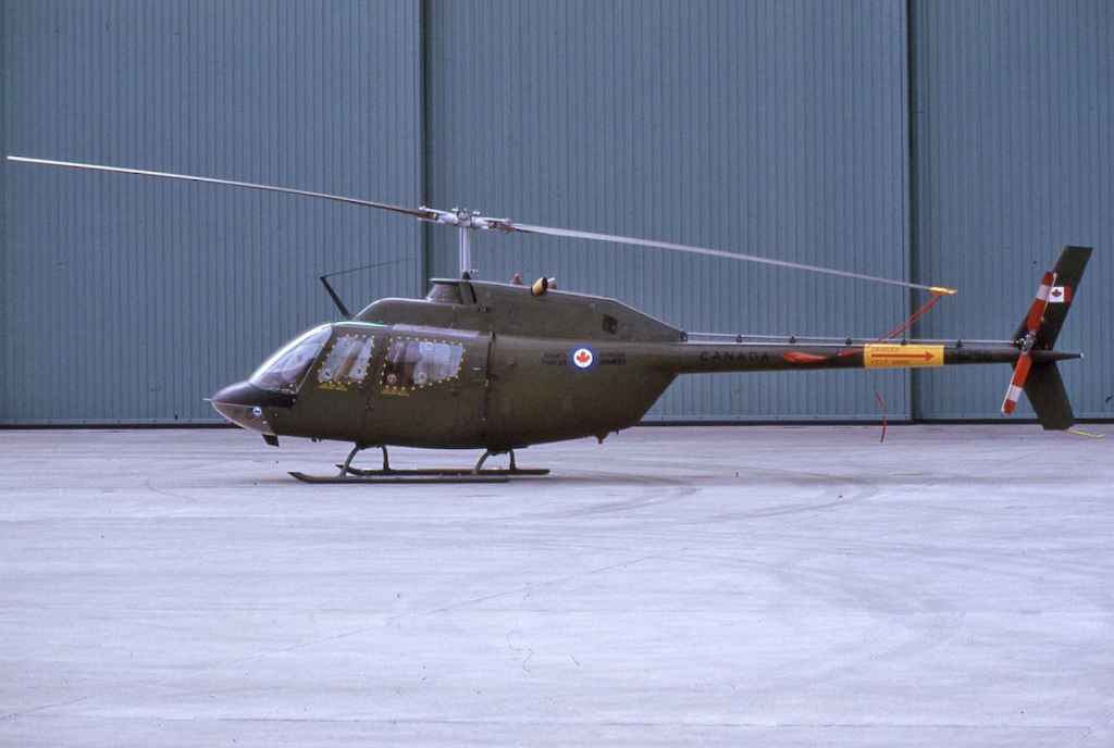 Canadian Armed Forces Kiowa 136256 at CFB Namao May 1974. (Photo credit: Dr. John Blatherwick)