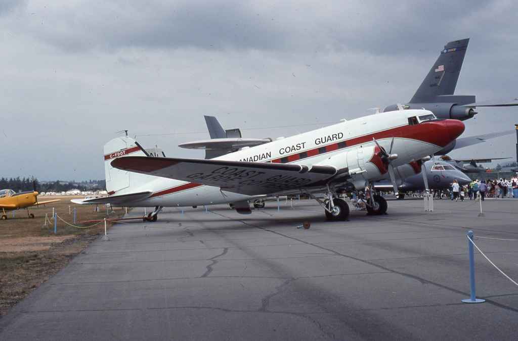 Canadian Coast Guard DC-3 C-FDOT Abbotsford August 1993.