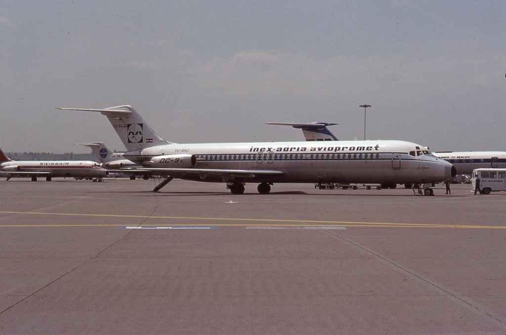 Inex-Adria Airways DC-9 YU-AMJ 1970s.