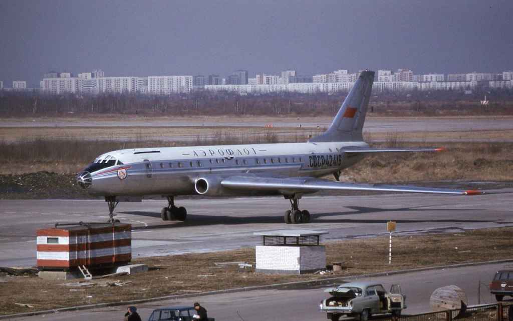 Aeroflot Tupolev Tu-104 CCCP-42416 at Moscow April 1974. (Photo by Dr. John Blatherwick)