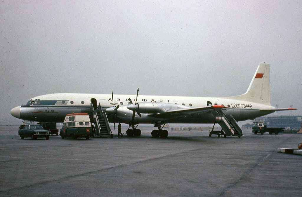 Aeroflot IL-18 CCCP-75448 at London Heathrow circa mid 1960s.