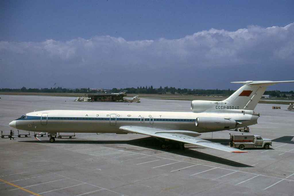 Aeroflot Tupolev Tu-154 CCCP-85040 at Geneva circa 1972.