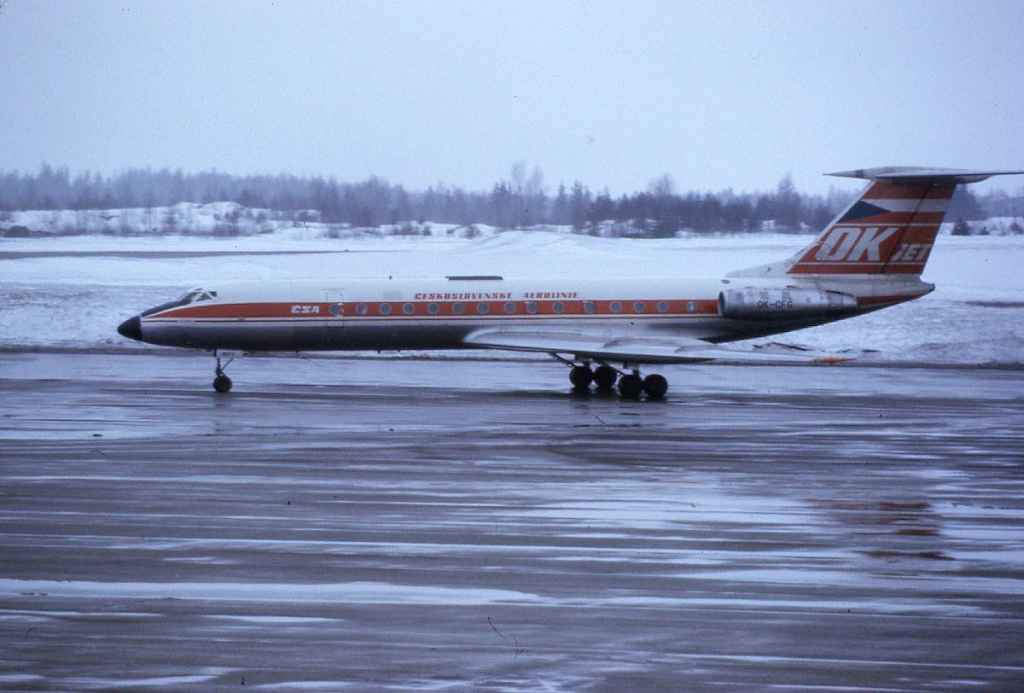 CSA Airlines Tu-134 PK-CFG at HEL April 1974.