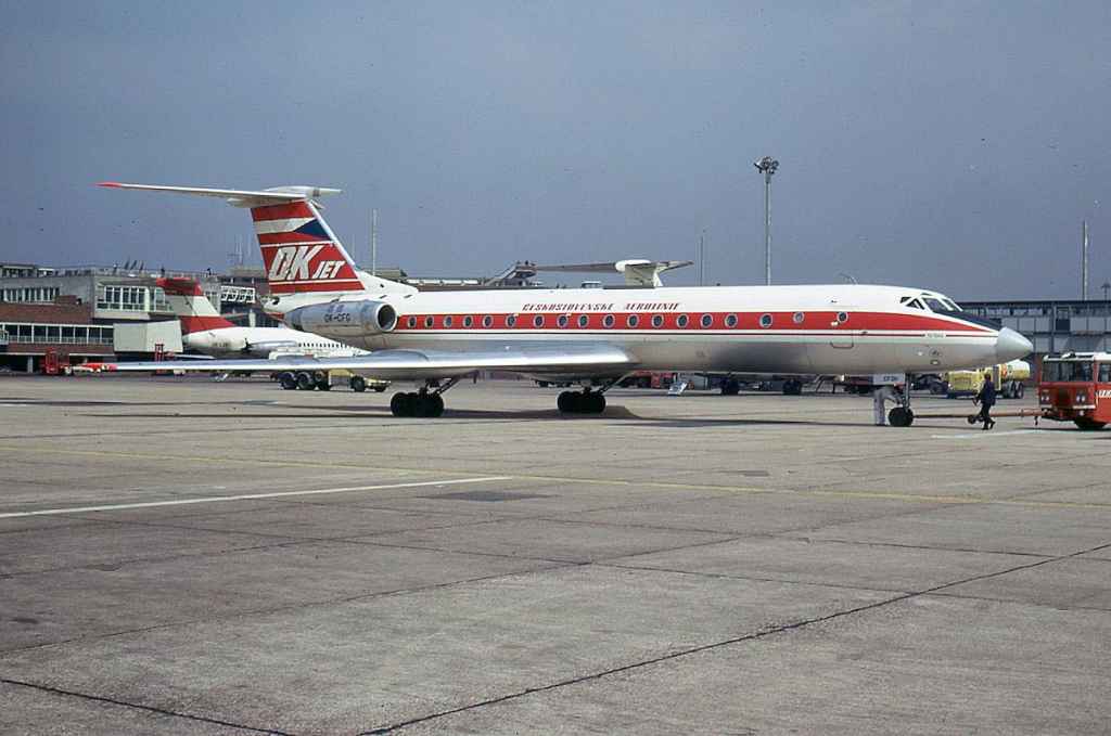CSA Airlines Tu-134 PK-CFG at LHR May 1973.
