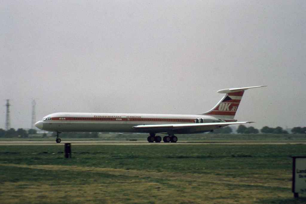 CSA Airlines IL-62 OK-129 at LHR 1970s.