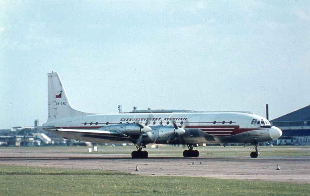 CSA Airlines IL-18 OK-DAC at LHR 1960s.