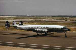 Transcontinental Lockheed L-1049C Super Connie LV-FTV at New York Idlewild Airport circa late 1950s.
