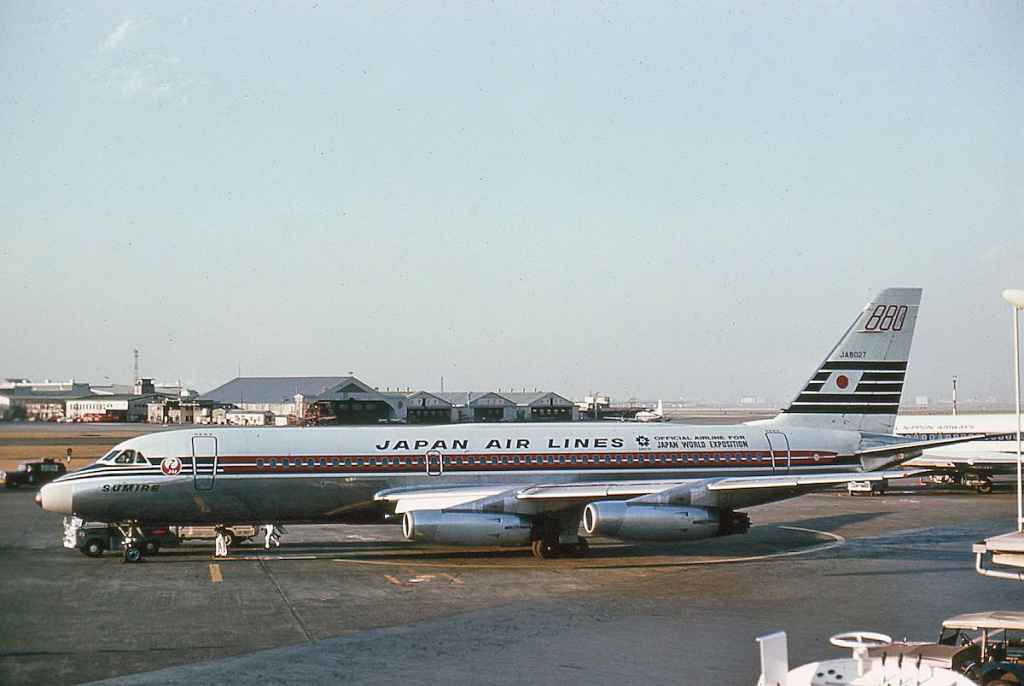 Japan Air Lines Convair 880 JA8027 at Tokyo Haneda circa 1968.