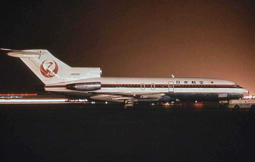 Japan Air Lines Boeing 727-100 JA8308 at Tokyo Haneda circa 1971.